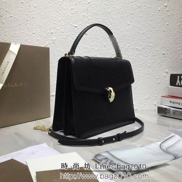 BVLGARI寶格麗 頂級牛皮大號蛇頭包 蛇首搭扣 手提肩背包 可拆卸肩帶 38629 FYD1167